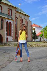 yellow-white refashion blouse