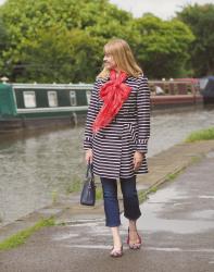 Striped Trench Coat and Union Jack Shoes- Dressing for Unpredictable British Weather