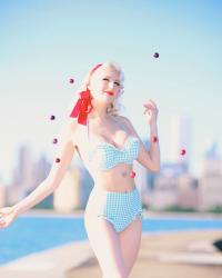 50's Summer || UV Baby Blue Swimsuit