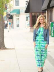 Colorful Maxi Dress + Jean Jacket