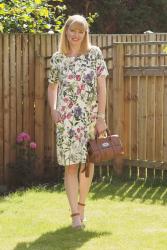 Botanical Print Eco-Dress with Mulberry Bayswater Bag and Sandals