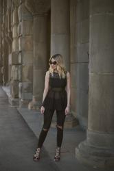 BLACK PEPLUM BLOUSE