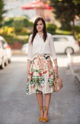 CREAM FLORAL SKIRT