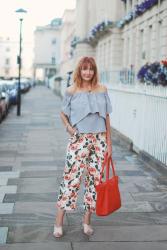 Off the Shoulder Frilled Top and Floral Culottes + the #iwillwearwhatilike Link Up