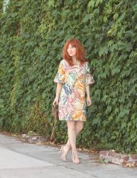 Flare Sleeve Printed Dress