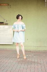 Chambray Off The Shoulder Dress