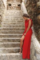 red long dress