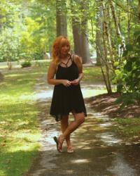 Black Lace Sundress & Brown Sandals: Emotional Steamroller