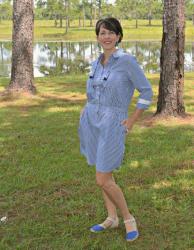 Fashion Over 40|Simple Striped Shirt Dress