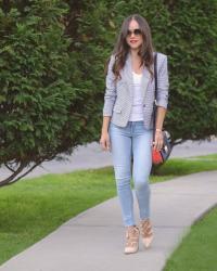 Jeans + Striped blazer 