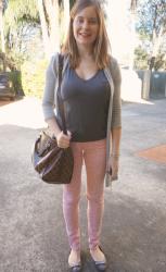 Printed Jeans, Silver Flats and Louis Vuitton Speedy Bandouliere