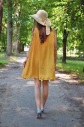 mustard chiffon dress