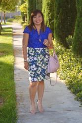 Throw Back Thursday Fashion Link Up: Cobalt Blue Floral Lace Top