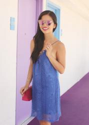 Bright Blue Lace-Up Dress