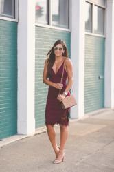 Lace Pencil Midi Dress