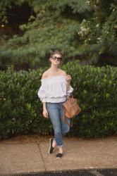 outfit: White off the shoulder