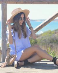 Striped dress by the sea