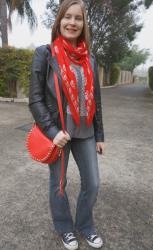 Jeans, Converse, Red Scarves and Rebecca Minkoff Saddle Bag