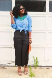 Wide Leg Culottes + Chambray Shirt