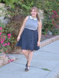 Thrifted Peter Pan Collared Top + Polka Dot Skirt