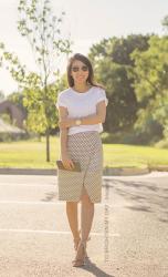 Basic Tee / Patterned Skirt