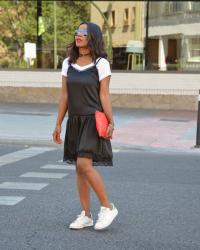 SLIP DRESS OVER T-SHIRT