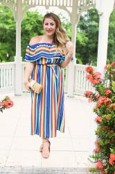 Striped Off the Shoulder Dress