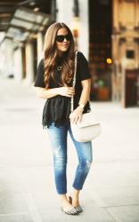 black lace top.