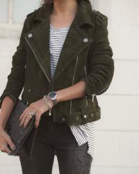 Edgy Olive – Petite-Friendly Moto Jacket