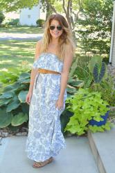 Printed Linen Maxi + Studded Leather.
