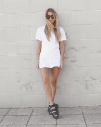 SHIRT DRESS AND SANDALS