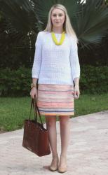 Neon Stripe Dress at Work