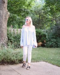 Chambray Off The Shoulder Top & TFF Linkup!
