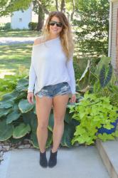 Free People Sweater with Shorts.