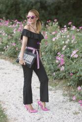 Black off the shoulder jumpsuit