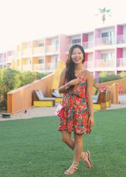 Red Tropical Vacation Dress