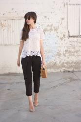Lace Top + Bamboo Clutch