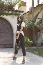 Black Pants and Bustier Crop Top