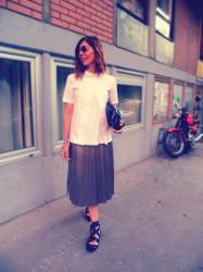 Silver pleated skirt