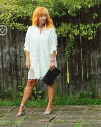 Cream Button Up Tunic & Floral Sandals: Wedgie Wednesday