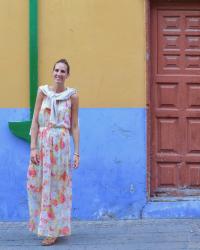 Flowered long dress