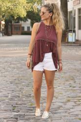 Game Day Outfit: Garnet Tank & White Cutoffs