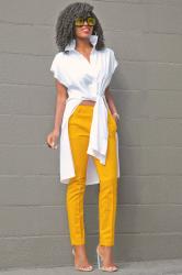 Tie Front Cotton Shirt + Ankle Length Trousers