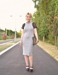 Neutral zone: tank dress, mesh t-shirt, studded platform heels