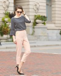 chic move | embellished peg trousers X striped flutter top