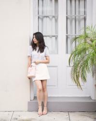 Scallop White Skirt Outfit in New Orleans