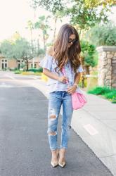 Layers & Lipstick Linkup - Half Pony Tail & Distressed Denim