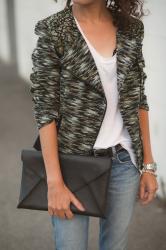 Lace Paneled Moto Jacket