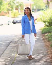 J Crew Blue Double Breasted Blazer