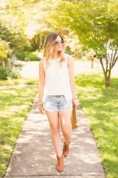 Outfit Post: Fall Denim Shorts & Ankle Booties
